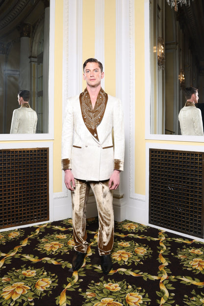 Cream/Gold Velvet Suit