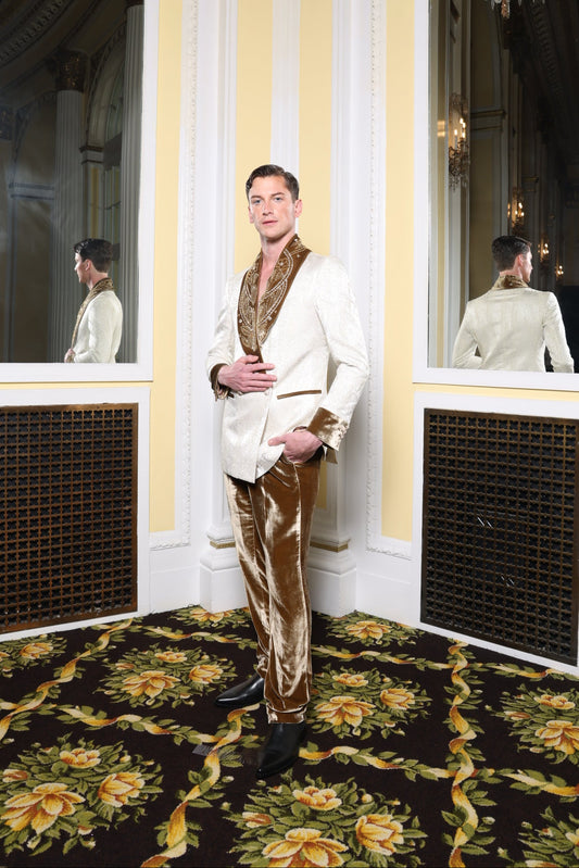 Cream/Gold Velvet Suit
