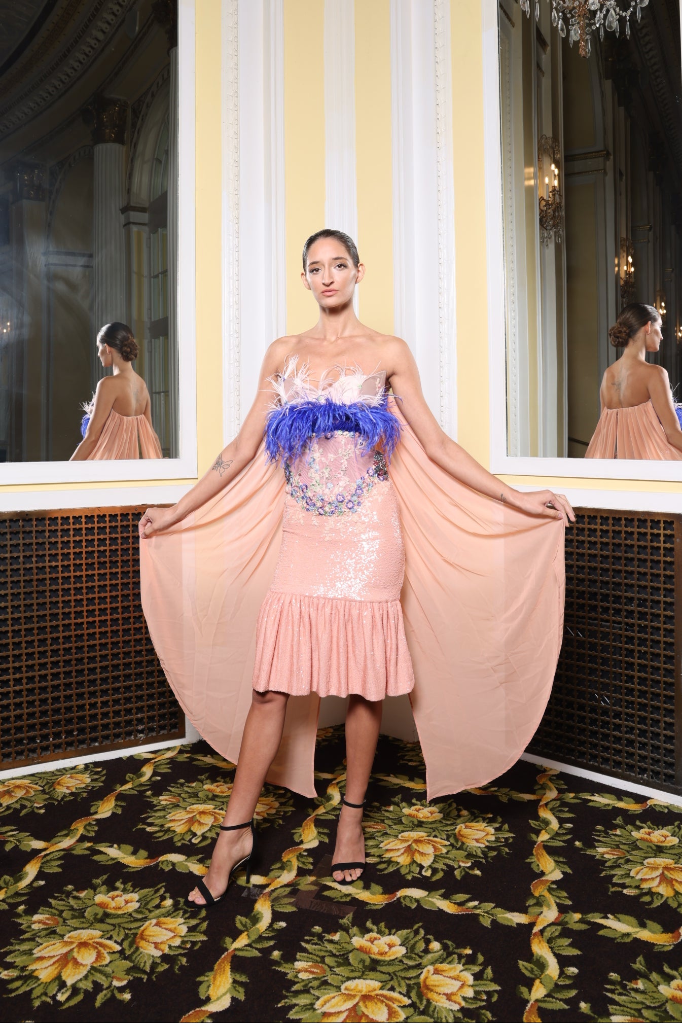 Pink Sequin w/Feathers Cocktail Dress