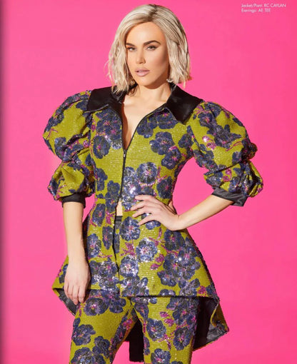 SOLD! Green Floral Sequin Two-Piece Jumpsuit