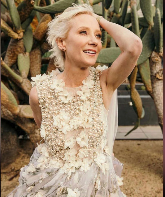 SOLD! Cream Floral Tulle Gown w/Cape