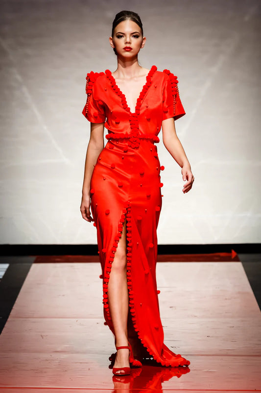 Red Pom Pom Dress