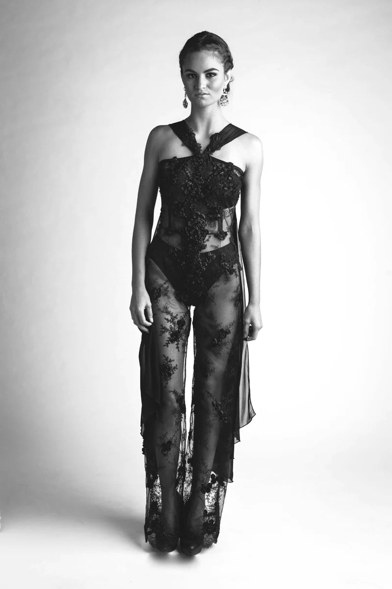 Sheer Black Lace Jumpsuit