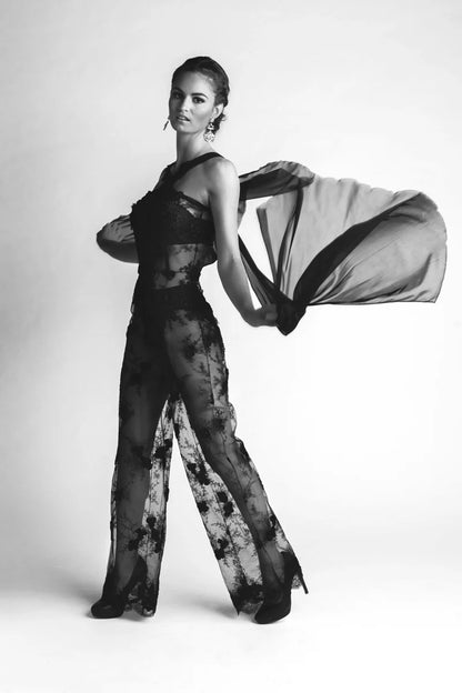 Sheer Black Lace Jumpsuit