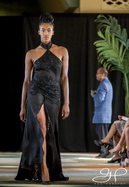 SOLD! Black Diamond Pattern Sheer Dress