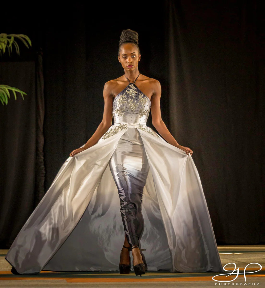 White/Black Ombre Convertible Dress