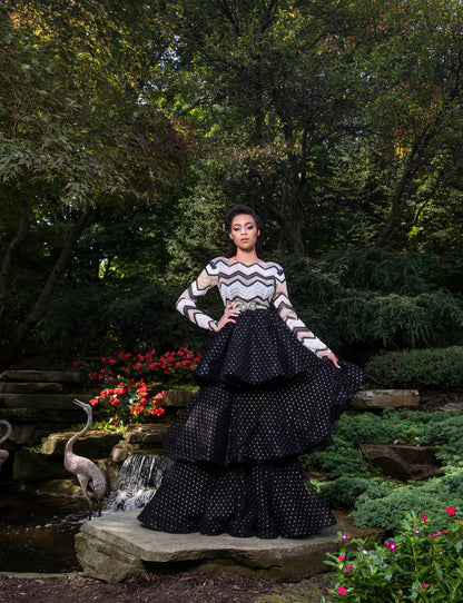 Black/Gold Tiered Gown
