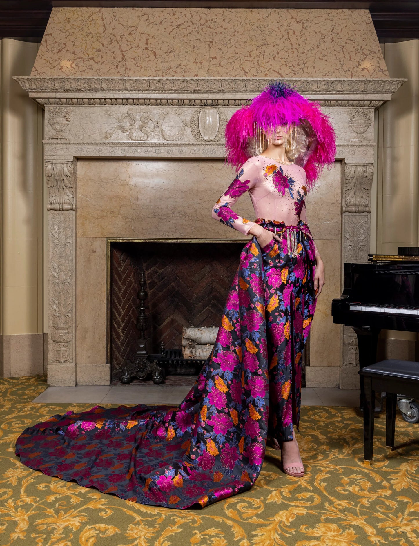 Silk Floral Brocade Gown