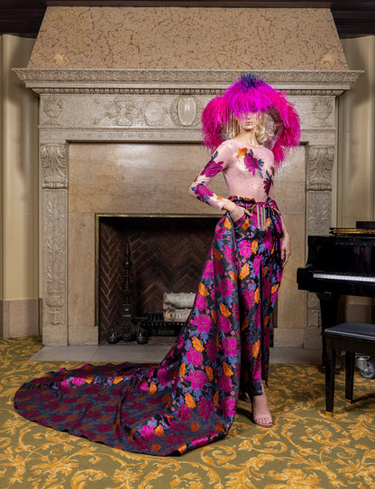 Silk Floral Brocade Gown